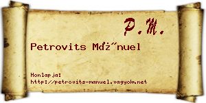 Petrovits Mánuel névjegykártya